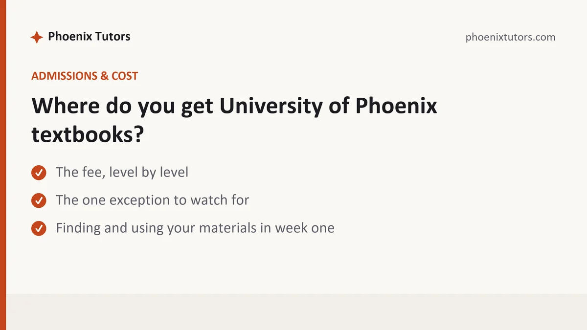 Where do you get University of Phoenix textbooks?, a University of Phoenix student guide, from Phoenix Tutorship